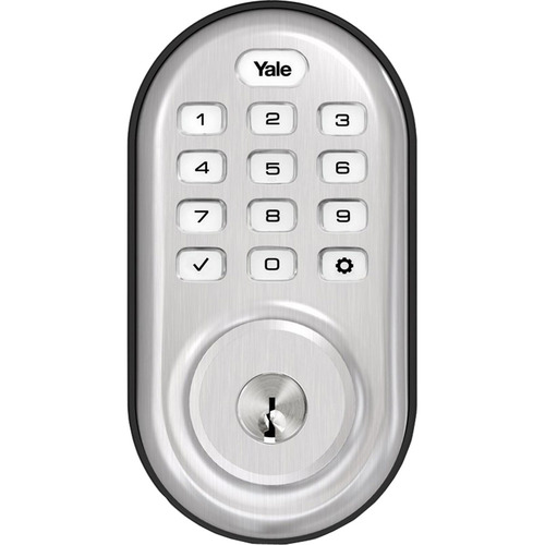 Yale Locks Assure Lock Push Button with Z-Wave in Satin Nickel (YRD216) - Open Box