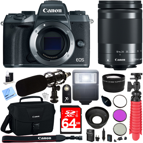 Canon EOS M5 Mirrorless Digital Camera + EF-M 18-150mm STM Lens Kit + 64GB Bundle