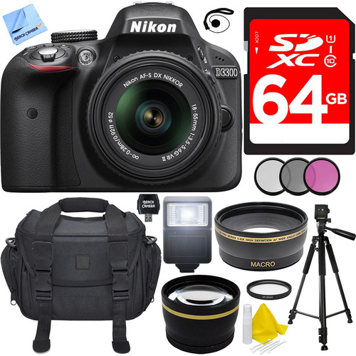 Nikon D3300 DSLR 24.2 MP HD 1080p Camera with 18-55mm VR Lens Ultimate Bundle (Black)