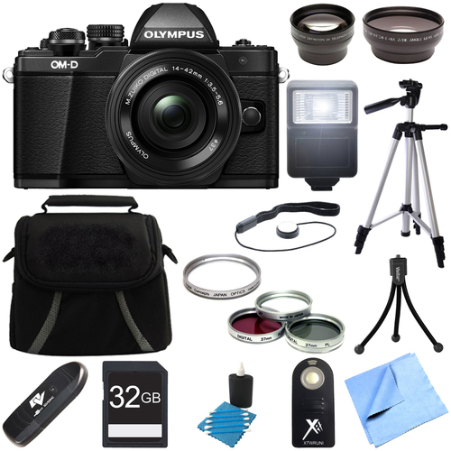 Olympus OM-D E-M10 Mark II Mirrorless Digital Camera w/ 14-42mm EZ Lens (Black) Bundle