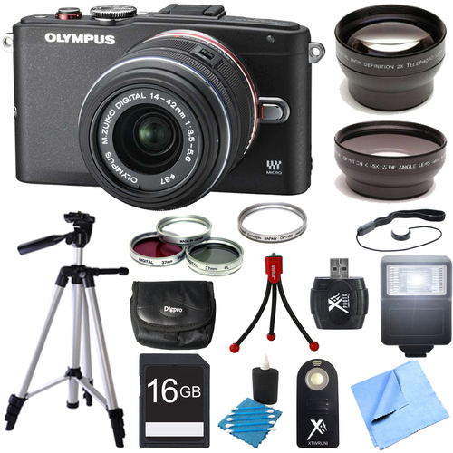 Olympus E-PL6 Mirrorless 16MP Digital Camera with 14-42mm II Lens Ultimate 3 Lens Bundle