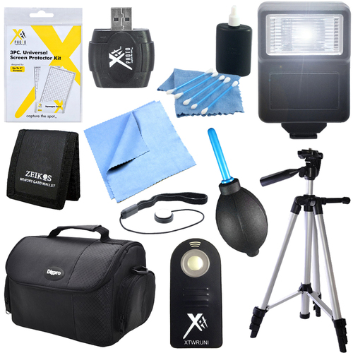 11 Piece Accessory Kit for SLR Cameras with Flash, Tripod, Camera Bag & More