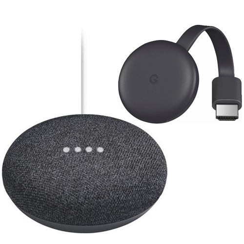 Google Home Mini Smart Speaker with Google Assistant Charcoal + Chromecast