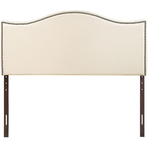 Modway Curl Queen Nailhead Upholstered Headboard in Ivory