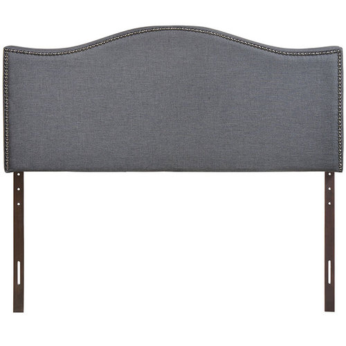 Modway Curl Queen Nailhead Upholstered Headboard in Smoke