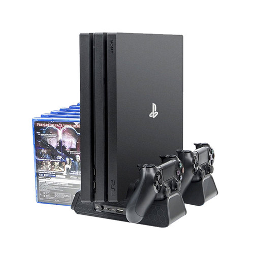 3in1 PS4 Dual Controller Charging with Cooling Fans & Game Storage Slots
