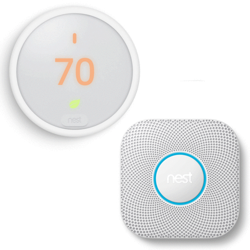 Google Nest Thermostat E (White) T4000ES w/ Google Nest Protect Wired 2nd Gen Bundle