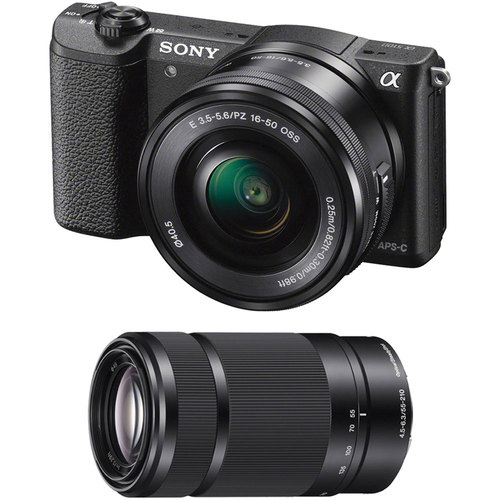 Sony Alpha a5100 24.3MP HD 1080p Mirrorless Camera w/ 16-50mm & 55-210mm Lens (Black)