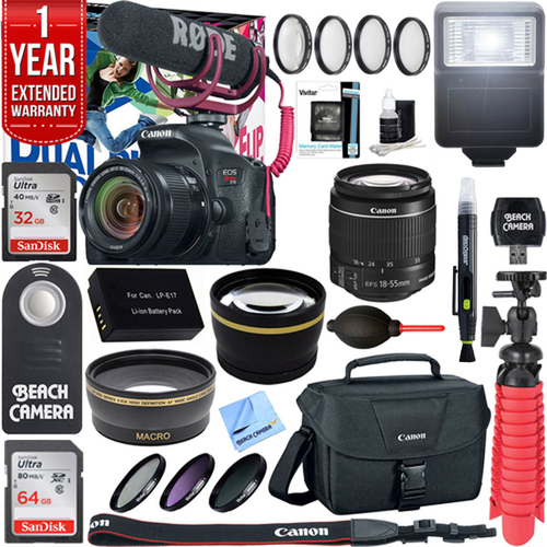 Canon EOS Rebel T7i DSLR Camera Video Creator Kit w/ 18-55mm Lens Accessory Bundle