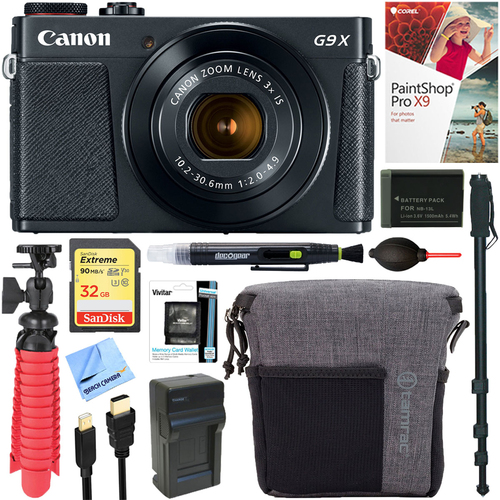 Canon PowerShot G9 X Mark II Digital Camera (Black) + 32GB Deluxe Accessory Bundle