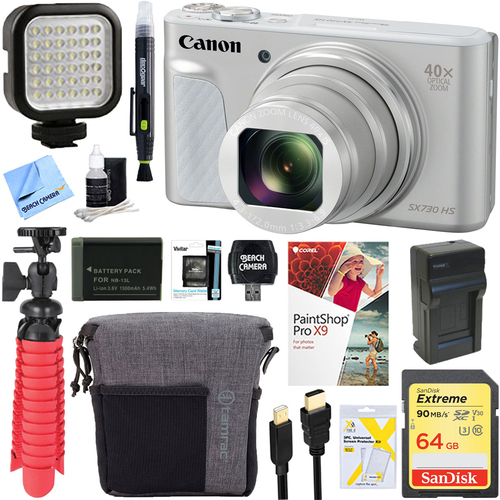 Canon PowerShot SX730 HS 20.3MP Digital Camera (Silver) + 64GB Deluxe Accessory Bundle