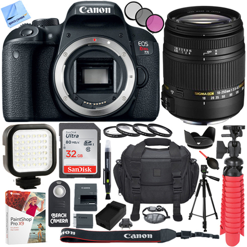 Canon EOS Rebel T7i Digital SLR Camera with Sigma 18-250mm F3.5-6.3 Lens Kit