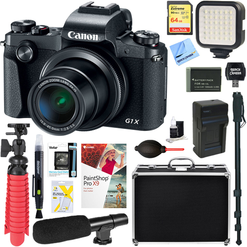 Canon PowerShot G1 X Mark III Digital Camera (Black) + 64GB Memory & Microphone Bundle