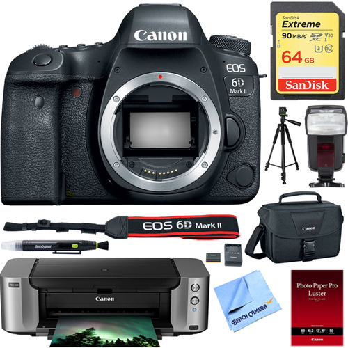 Canon EOS 6D Mark II 26.2MP DSLR Camera (Body) + PRO100 Mail In Printer Bundle