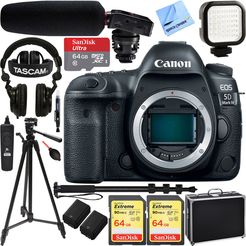 Canon EOS 5D Mark IV Full Frame CMOS DSLR Camera Body + Tascam Pro Video Bundle
