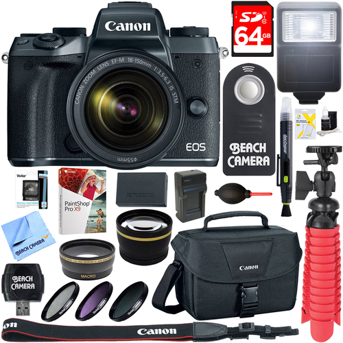 Canon EOS M5 Mirrorless Digital Camera with EF-M 18-150mm Lens + 64GB Accessory Bundle