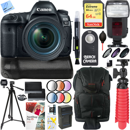 Canon EOS 5D Mark IV DSLR Camera + 24-70mm IS USM Lens & Canon BG-E20 Battery Grip Kit