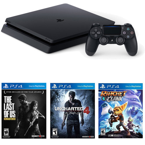 Sony Playstation 4 Slim(CUH-2215B) 1TB Core with Starter Pack Bundle-(Jet Black)