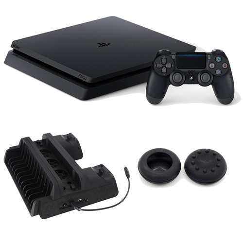 Sony Playstation 4 Slim Gaming Console 1 TB Core-Jet Black with Cooling Dock Bundle