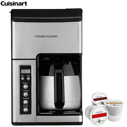 Cuisinart CC-10FR Grind & Brew 10-Cup Coffeemaker Refurbished w/Asst K Cup Sample Pack