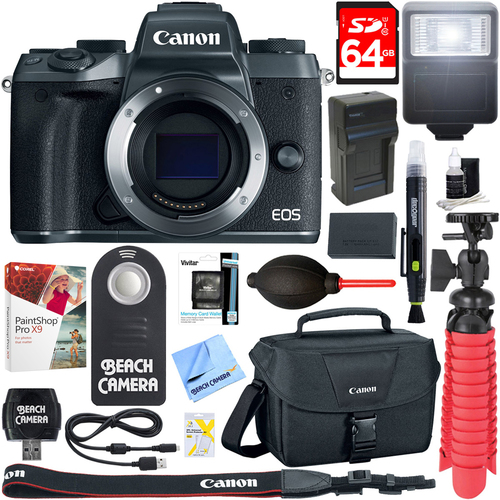 Canon EOS M5 Mirrorless Black Digital Camera Body + 64GB Accessory Bundle
