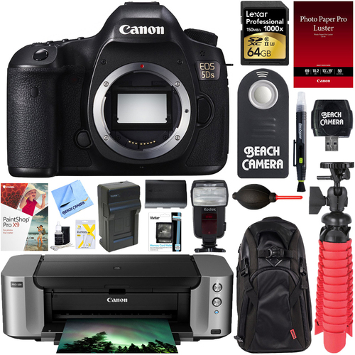 Canon EOS 5DS 50.6MP Digital SLR Camera + Canon PIXMA PRO-100 Printer Bundle