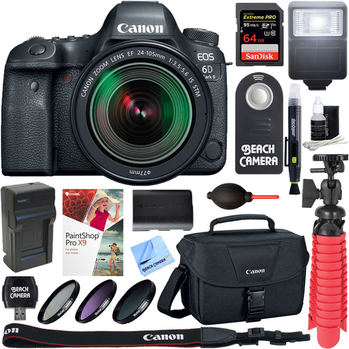 Canon EOS 6D Mark II 26.2MP DSLR Camera + EF 24-105mm IS STM Lens & 64GB Accessory Kit