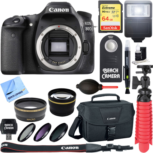 Canon EOS 80D 24.2 MP CMOS Digital SLR Camera (Body) - Memory & Flash Kit