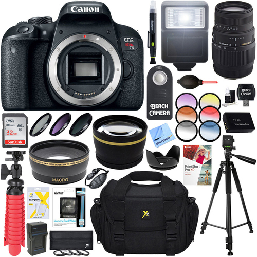 Canon EOS Rebel T7i Digital SLR Camera + Sigma 70-300mm Lens Accessory Bundle