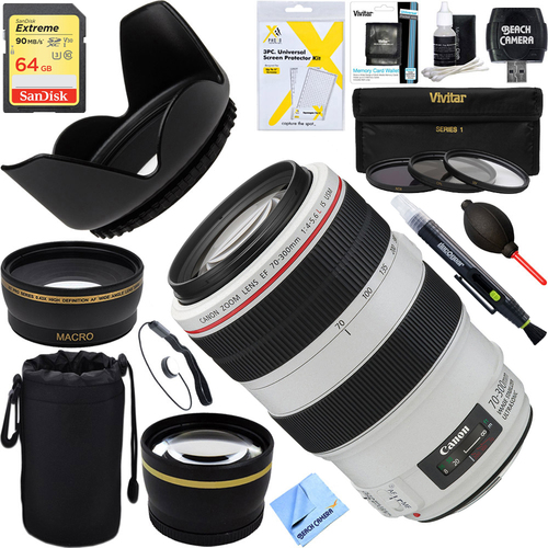 Canon EF 70-300mm f/4-5.6L IS USM UD Telephoto Lens f/Canon EOS DSLR + 64GB Kit