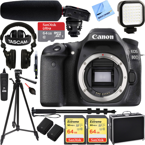 Canon EOS 80D 24.2 MP CMOS Digital SLR Camera (Body) + Tascam Pro Video Bundle