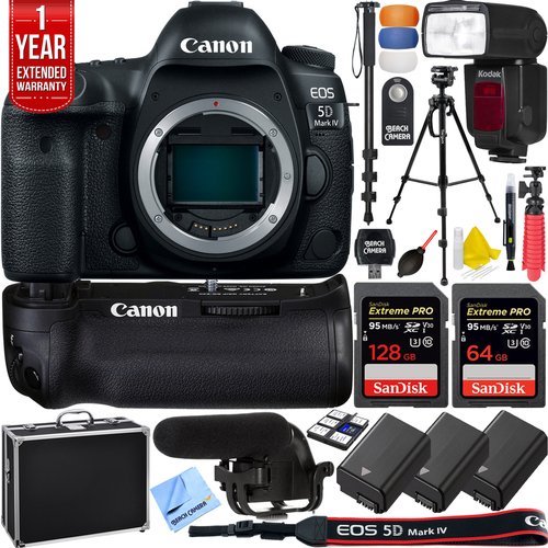 Canon 5D Mark IV EOS Full Frame DSLR Camera Pro Memory Triple Battery Recording Bundle