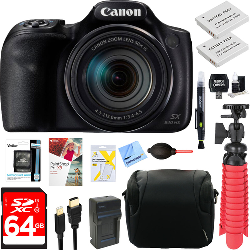 Canon PowerShot SX540 HS 20.3MP Digital Camera + 64GB Dual Battery Accessory Bundle