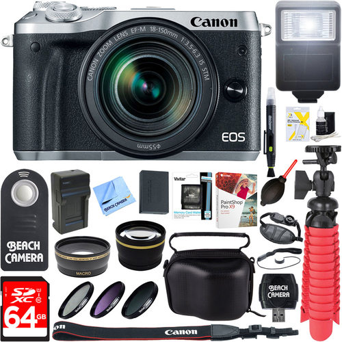 Canon M6 EOS Mirrorless Digital Camera (Silver) + 18-150mm IS STM Lens Accessory Kit