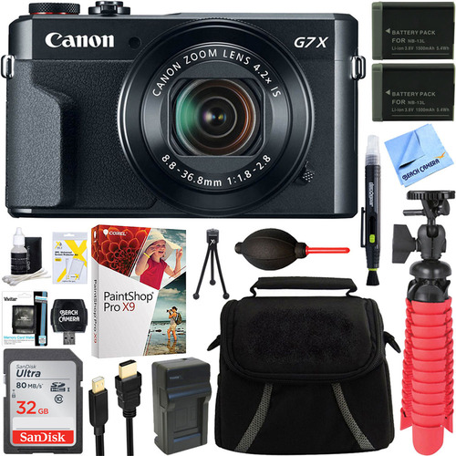 Canon PowerShot G7 X Mark II 20.1MP Digital Camera + Spare Battery & Accessory Bundle
