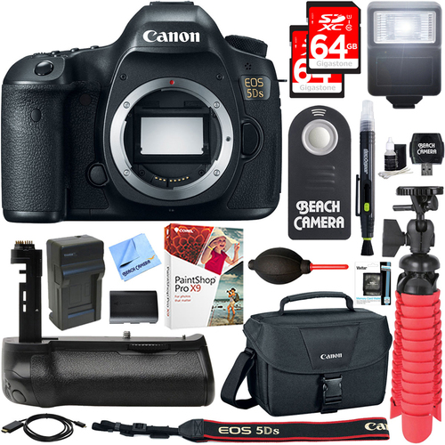 Canon EOS 5DS 50.6MP Digital SLR Camera Body + Battery Grip & Accessory Bundle