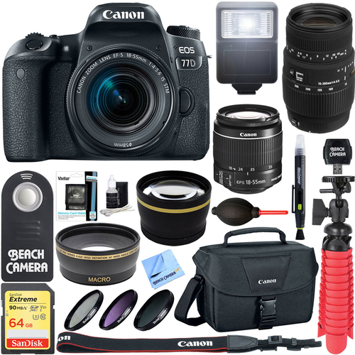 Canon EOS 77D DSLR Camera 18-55mm & 70-300mm Dual Lens Bundle & Accessory Kit