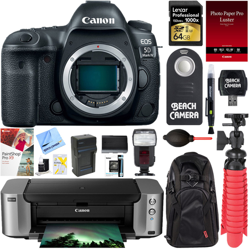 Canon EOS 5D Mark IV 30.4 MP DSLR Camera (Body) + Canon PIXMA PRO-100 Printer Bundle