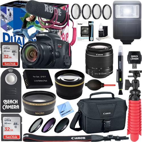 Canon EOS Rebel T7i DSLR Camera Video Creator Kit + 18-55mm Lens Accessory Bundle