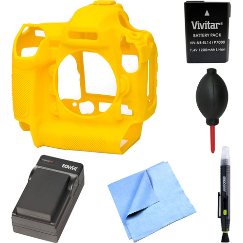 EasyCover Nikon D5 Silicone Protection Cover Bundle for your DSLR EN-EL14A Battery Yellow