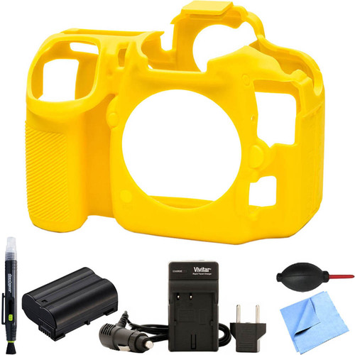 EasyCover Nikon D500 Silicone Protection Cover Bundle for your DSLR EN-EL15 Battery Yellow
