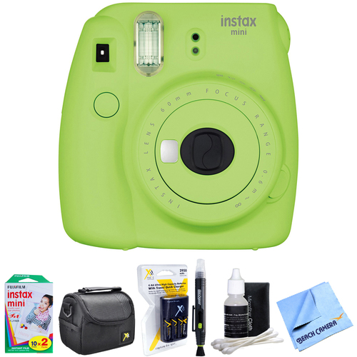 Fujifilm Instax Mini 9 Instant Camera Green with AA Batteries & Charger Bundle