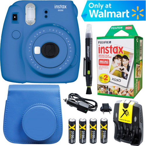 Fujifilm Instax Mini 9 Instant Camera  (Cobalt Blue) + Blue Case + 20 pk Film Kit