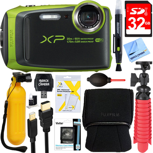 Fujifilm FinePix XP120 Lime Compact Waterproof Digital Camera + 32GB Accessory Bundle