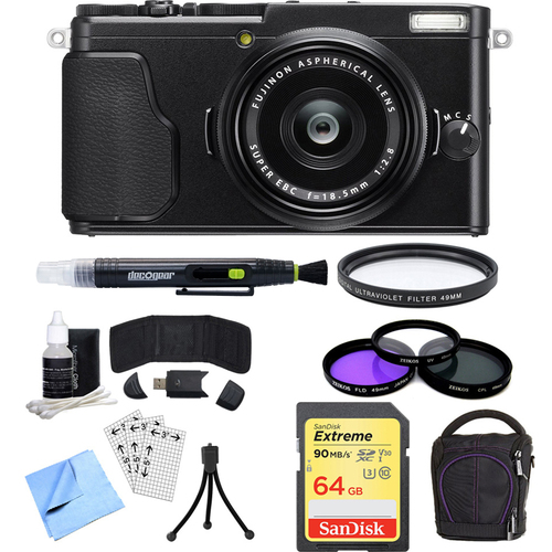 Fujifilm X-70 X Series Black Digital Camera with 18.5mm Lens, 64GB Card, and Case Bundle