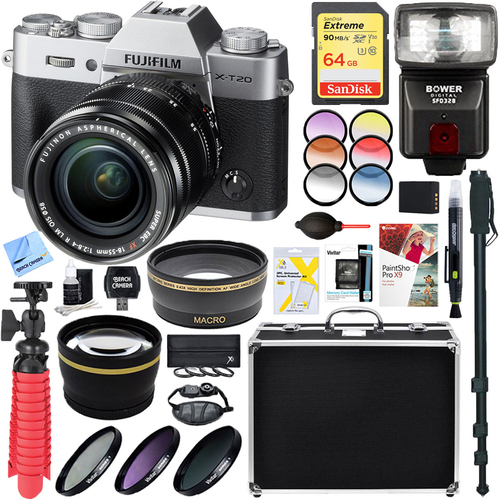 Fujifilm X-T20 Mirrorless Digital Camera +18-55mm Lens +64GB Memory & Flash Kit