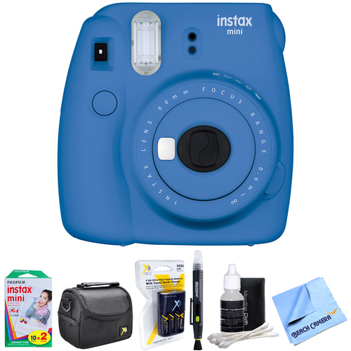 Fujifilm Instax Mini 9 Instant Camera Blue with AA Batteries & Charger Bundle