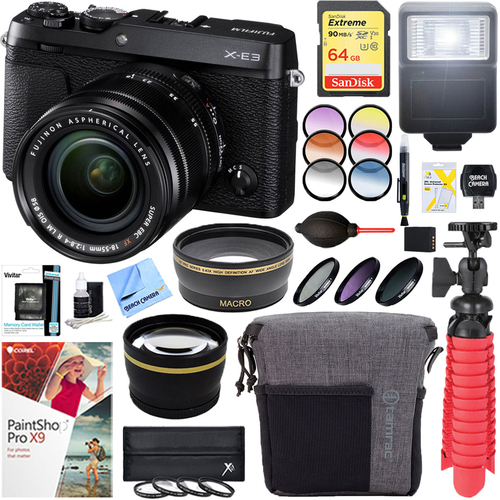 Fujifilm X-E3 Mirrorless Digital Camera (Black) with XF 18-55mm Lens Accessory Bundle
