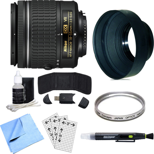 Nikon AF-P DX NIKKOR 18-55mm f/3.5-5.6G VR Lens, Filter, and Accessories Bundle