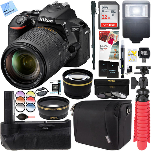 Nikon D5600 24.2MP DSLR Camera + AF-S 18-140mm ED VR Lens Battery Grip Accessory Kit